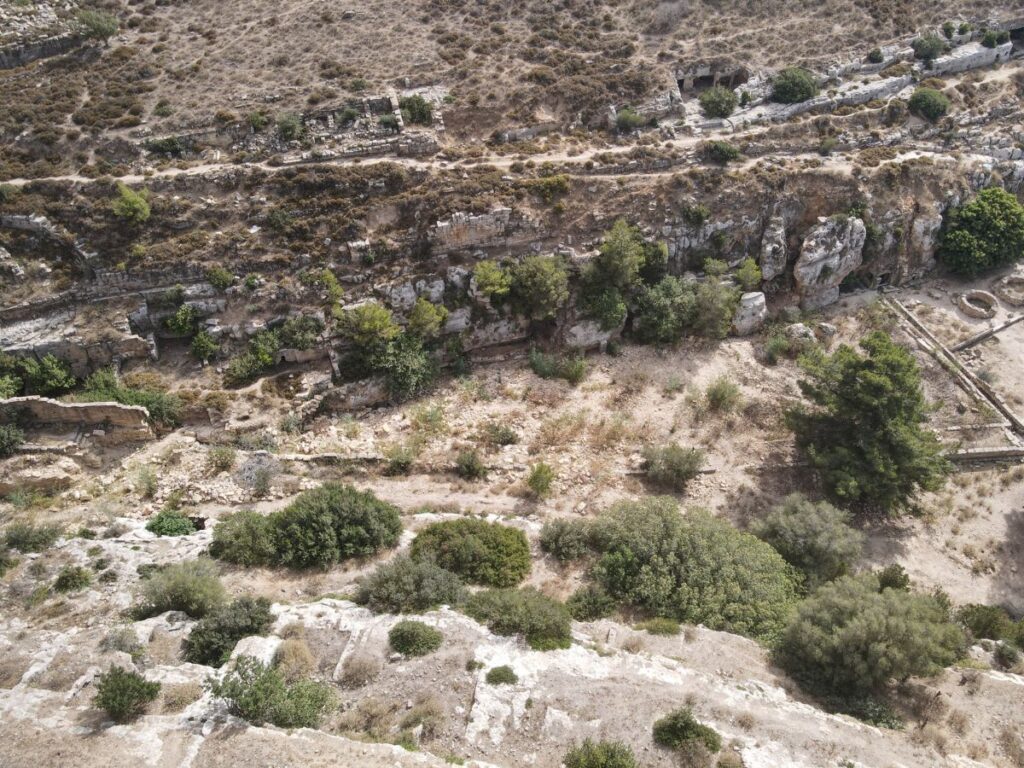 Drone Photo of Priority Work Area at Entrance to Sanctuary of Apollo looking west