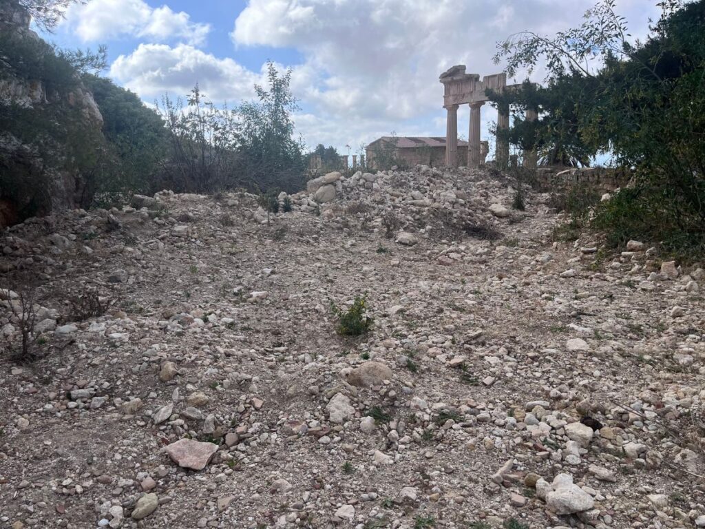 Flood deposits at the entrance to the Sanctuary of Apollo